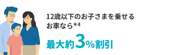 12歳以下のお子さまを乗せるお車なら最大約3%割引＊4