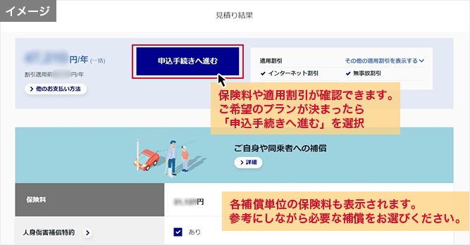 見積り結果のイメージ